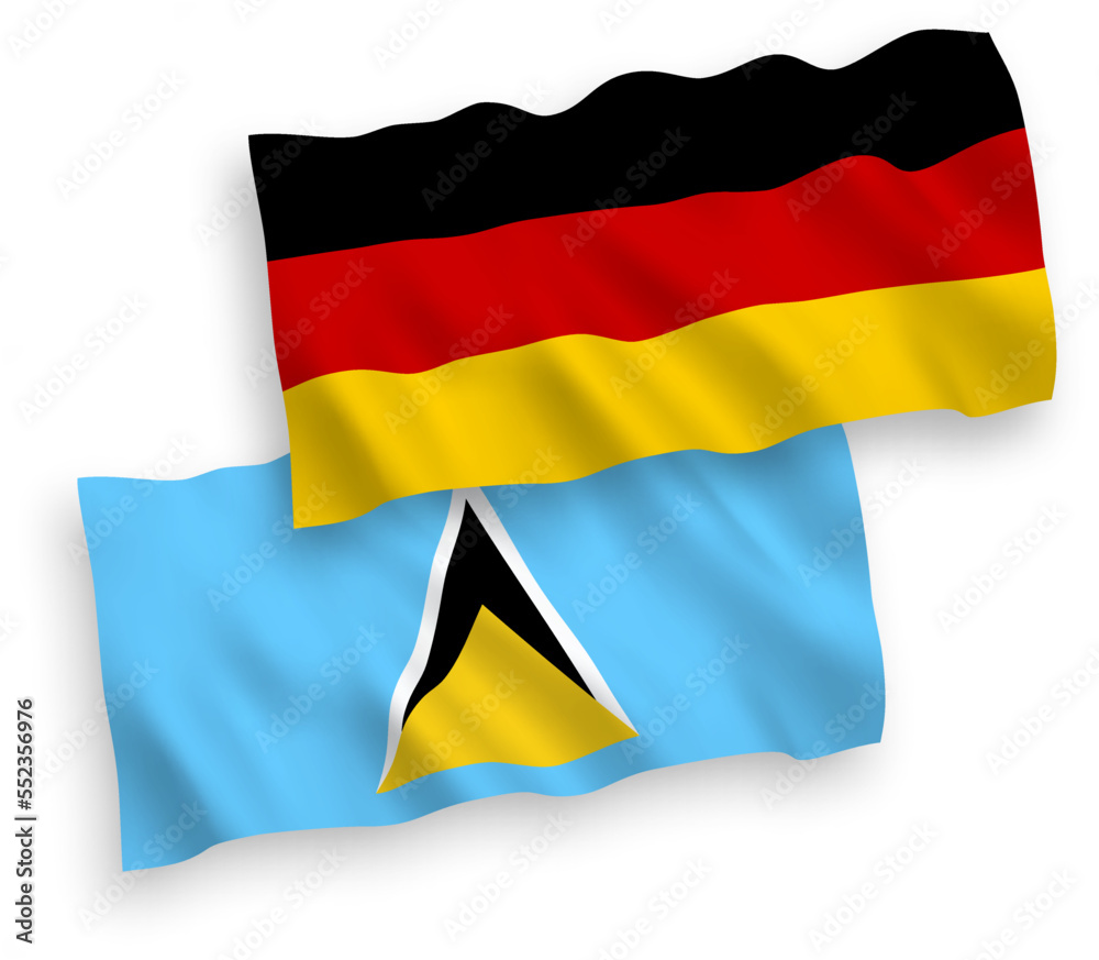 Flags of Saint Lucia and Germany on a white background Flags of Saint Lucia and Germany on a white background