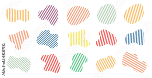 Organic blobs set icon. Random shapes cube drop line