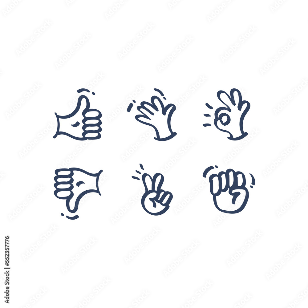 Hand gesture doodle set icon scribble drawing cartoon vector illustration Hand gesture doodle set icon scribble drawing cartoon vector illustration