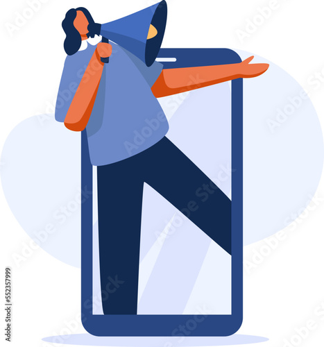 Megaphone Promotion Scenes.  illustration