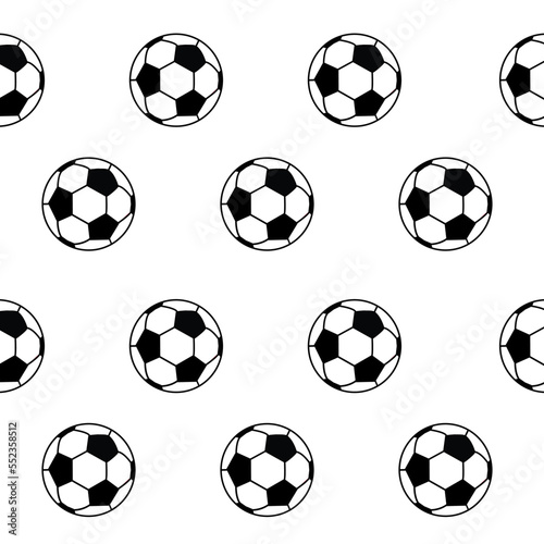 Seamless soccer pattern white and black ball on white background   for walpaper  background  fabrics