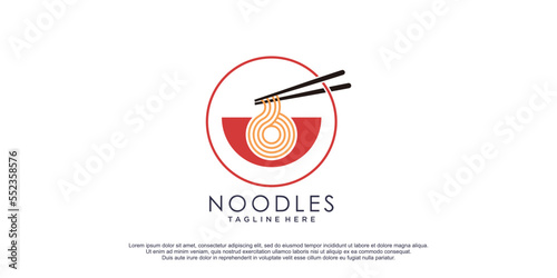 Noodles logo illustration with creative design icon template