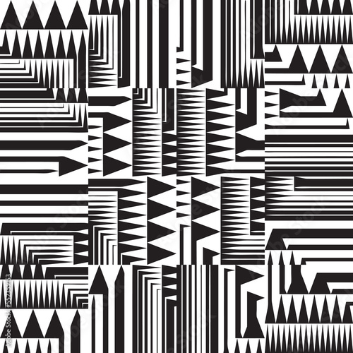 Monochrome Twisted Geometric Striped Pattern © cepera