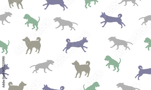 Dogs different colors isolated on a white background. Seamless pattern. Endless texture. Design for fabric  decor  wallpaper  wrapping paper  surface design. Vector illustration.