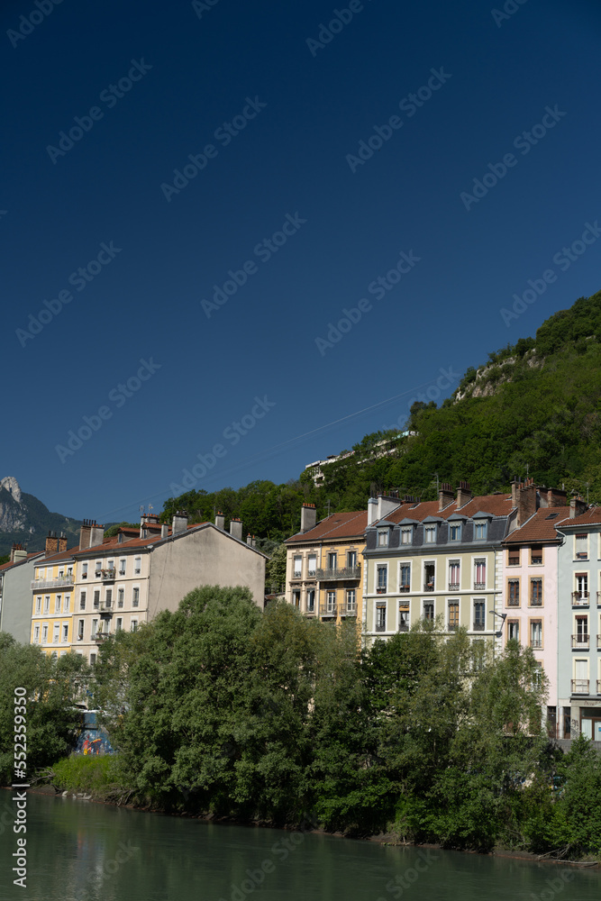 Grenoble, cityscape image of Grenoble and the Alps , France 