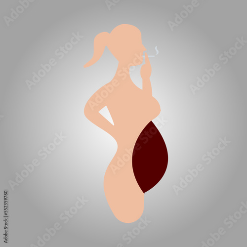 pregnant woman smoking icon, vector graphic