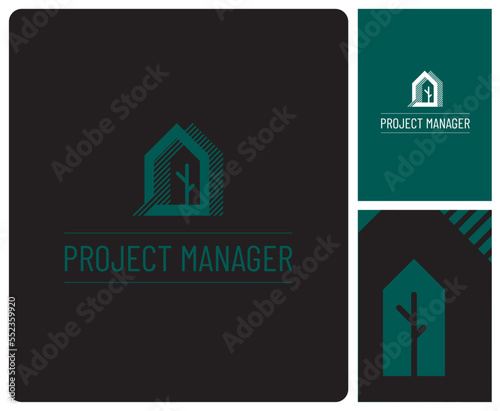 Logo pour artisan, agenceur, peintre, menuisier, charpentier, maître d'œuvre, architecte, maison économe, durable, écologique, restauration, rénovation, chantier, bâtiment, maison, cabane