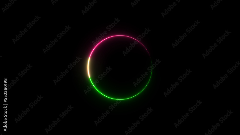 circle shape frame red color glowing neon lights loop illustration. circle shape frame red color glowing neon lights loop illustration.