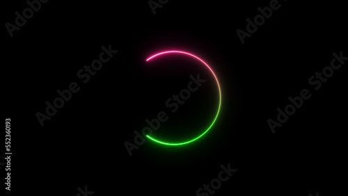 circle shape frame red color glowing neon lights loop illustration. © Adept_Hand
