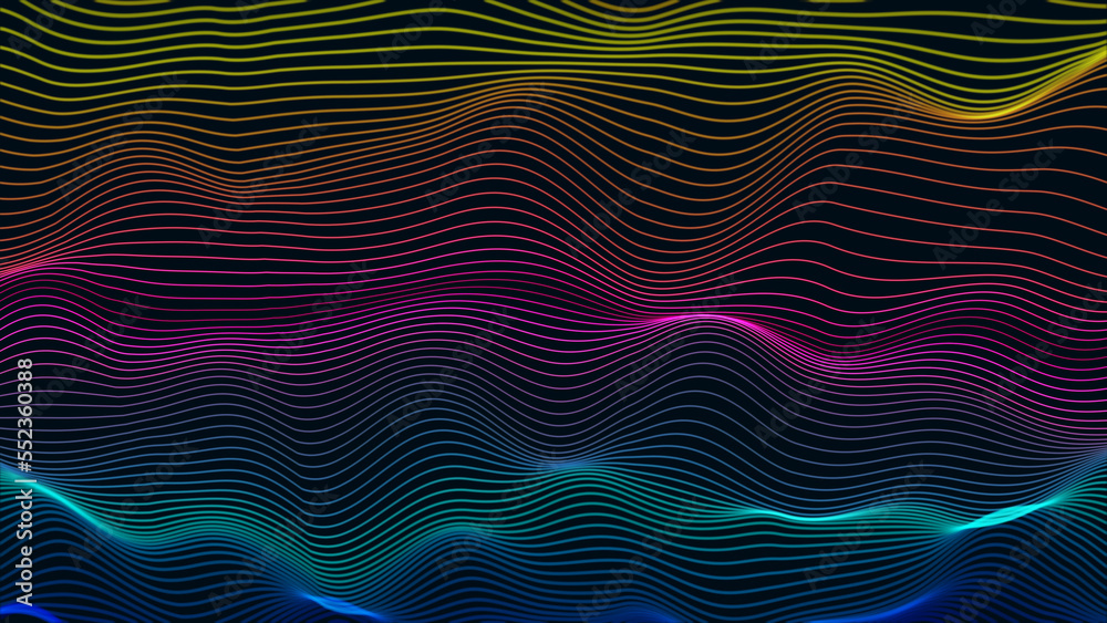Abstract Digital wave with flowing Particles lines light motion loop Backgrounds.
