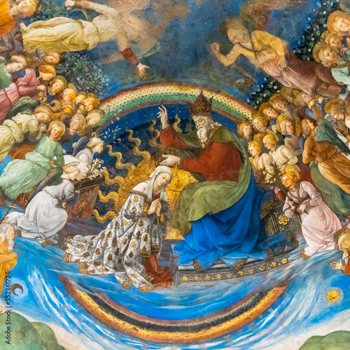 close-up of the Life of the Virgin Mary fresco by Filippo Lippi in the Spoleto Cathedral