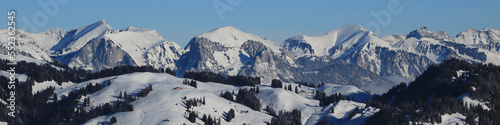 Winter landscape seen from Horeneggli, Switzerland. photo