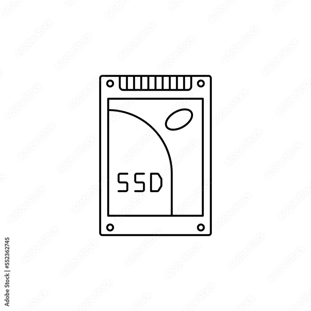 SSD Drive icon in line style icon, isolated on white background SSD Drive icon in line style icon, isolated on white background