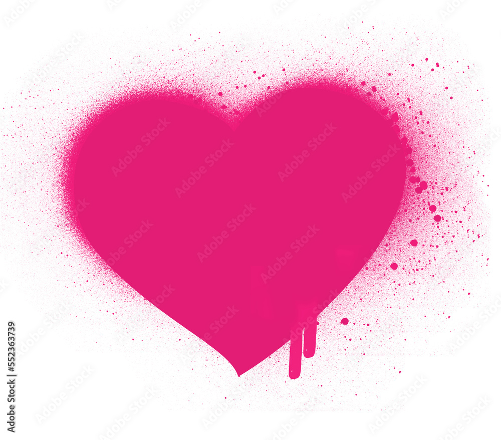 Pink heart symbol love street art love, passion stamp card Valentine's Day wedding graff style urban ambiance