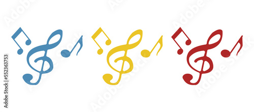 musical notes and treble clef icon, vector illustration
