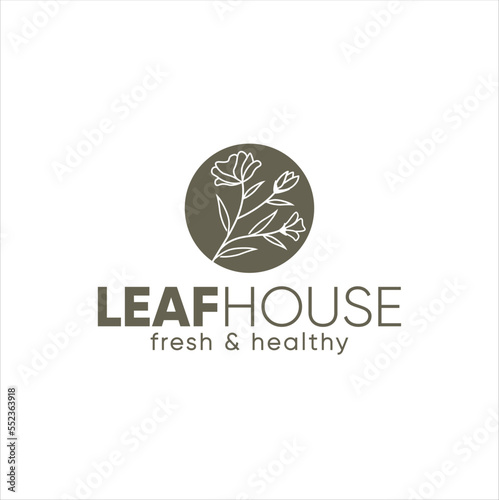 Vector templates of abstract green leaf logo designs - for medical, yoga, spa classes, beauty. Circles made with Vector leave