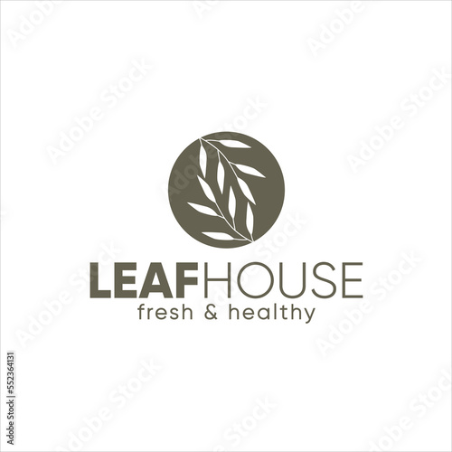 Vector templates of abstract green leaf logo designs - for medical, yoga, spa classes, beauty. Circles made with Vector leave