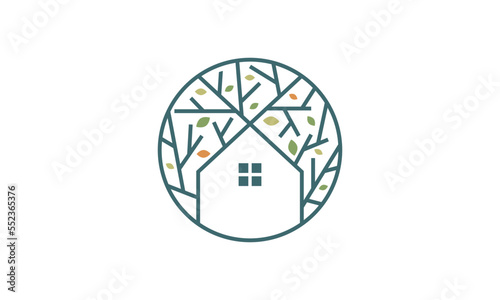 Vector set of abstract logo design templates in simple linear style - cozy home emblems, houses and plants stay at home	