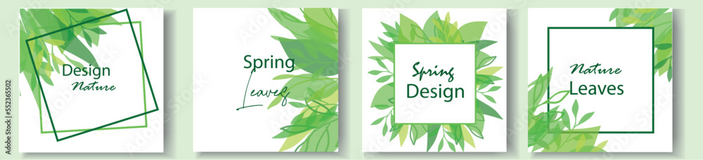 green spring watercolor tropical leaves banner