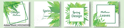 green spring watercolor tropical leaves banner