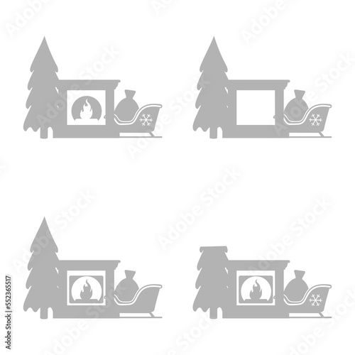 fireplace icon, concept of Christmas, gift, vector illustration