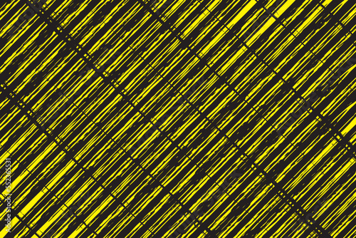 Yellow and black diagonal stripe line texture with distressed grunge detailed background