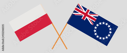 Crossed flags of Poland and Cook Islands. Official colors. Correct proportion