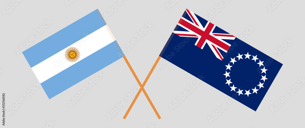 Crossed flags of Argentina and Cook Islands. Official colors. Correct proportion Crossed flags of Argentina and Cook Islands. Official colors. Correct proportion