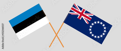 Crossed flags of Estonia and Cook Islands. Official colors. Correct proportion photo