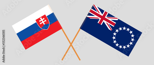 Crossed flags of Slovakia and Cook Islands. Official colors. Correct proportion