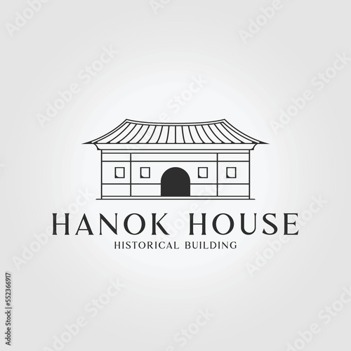 illustration simple hanok logo from korean icon design vector