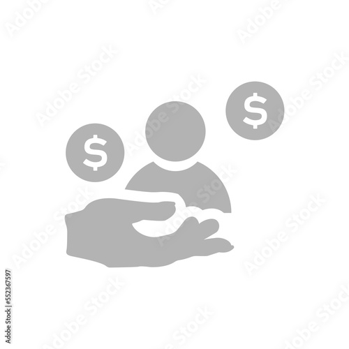 man icon, concept of money, income, vector illustration
