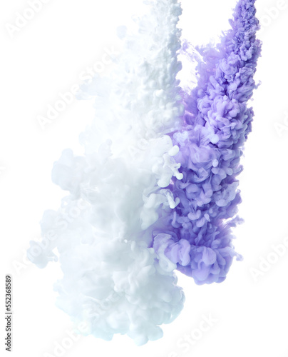 Mixed color paint drop abstract art background over white
