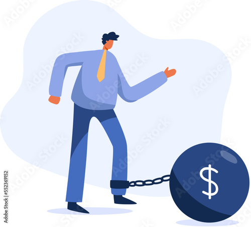 pay off debt, destroy shackle or anxiety burden. illustration