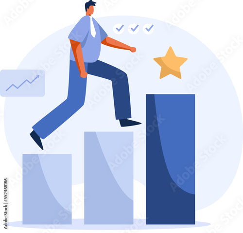 Business charts and research database. Business growth. financial company profit prediction tiny person concept. illustration