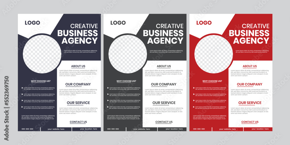 set of corporate 3 flyer page layout. agency a4 size modern flyer style
