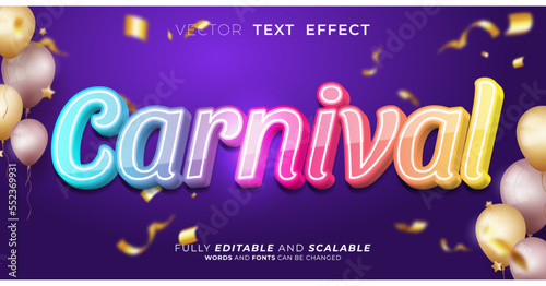 Editable text effect carnival with three dimension text style