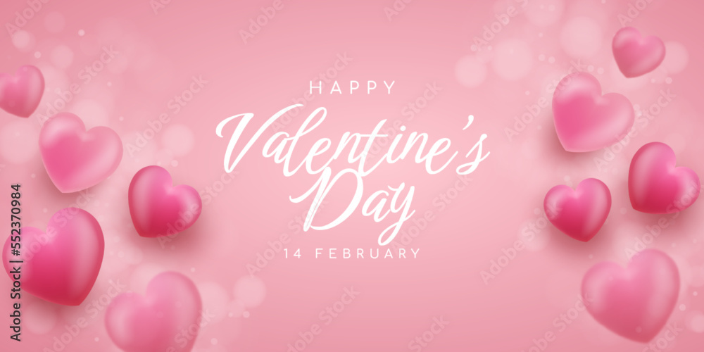 3d love postcard design for valentine day with text space and pink background