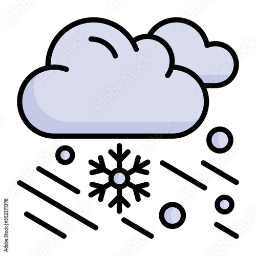 Snowflakes falling from cloud denoting snow falling