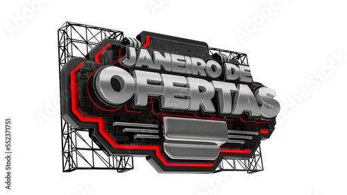 Canvas Print Selo promocional para tecnologia janeiro de ofertas português Brasil render 3d v