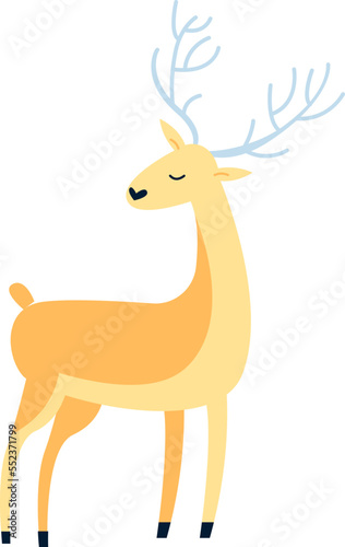 Cute cartoon deer flat icon Wild animal