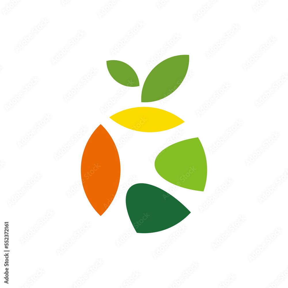 abstract art apple fruit logo vector design