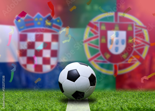 Football Cup competition between the national Croatia and national Portuguese. © Narin Sapaisarn