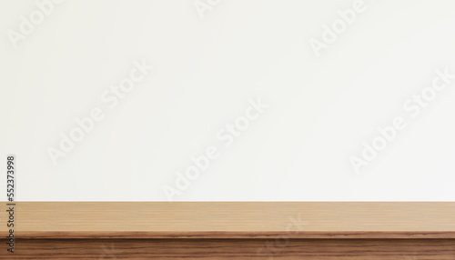 Wooden tabletop isolated on white background  banner for product display. 3d rendering
