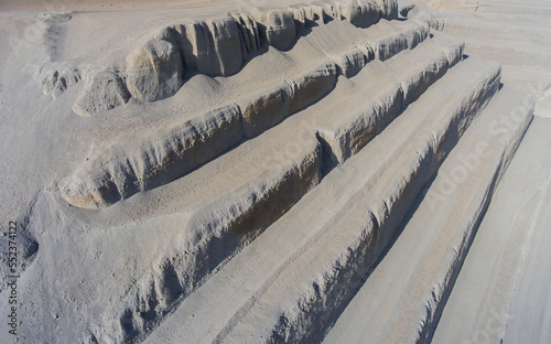 Aerial view of the terraces in the sand quarry photo