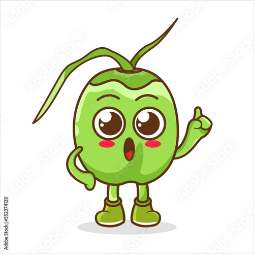 green coconut cartoon raise hand