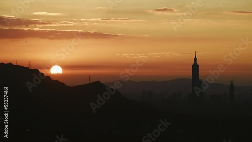 Sunset and the coming of night. Lights up the city night scene. Make people dreamy sense of novelty. Xizhi District, New Taipei City, Taiwan photo