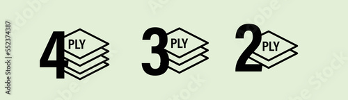 toilet paper quality abstract,  1, 2, 3 and 4 ply vector icon set