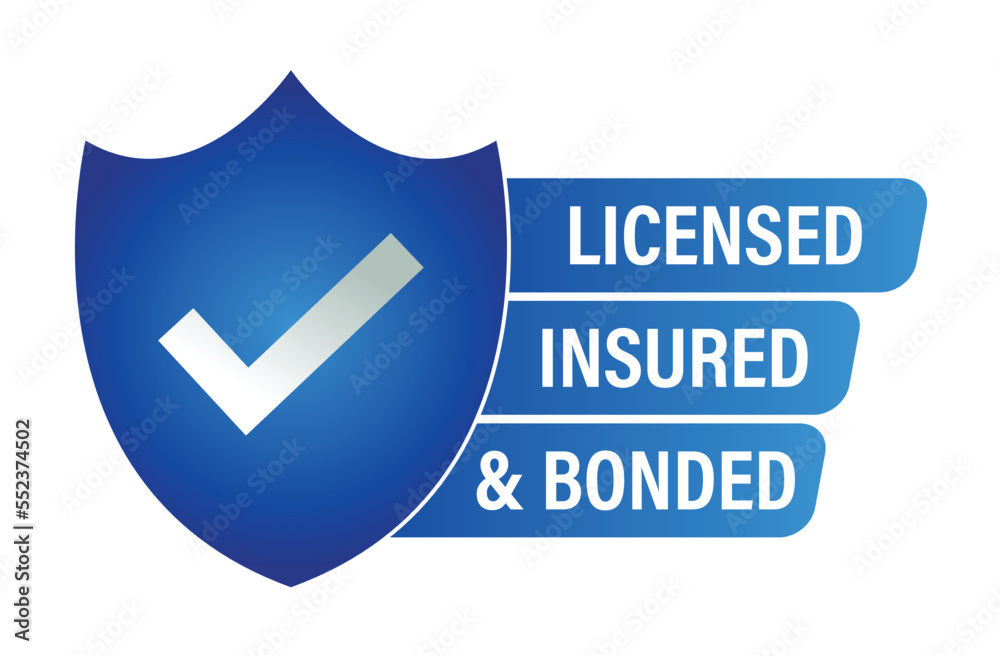 licensed, insured and bonded vector icon. industry abstract - obrazy, fototapety, plakaty 