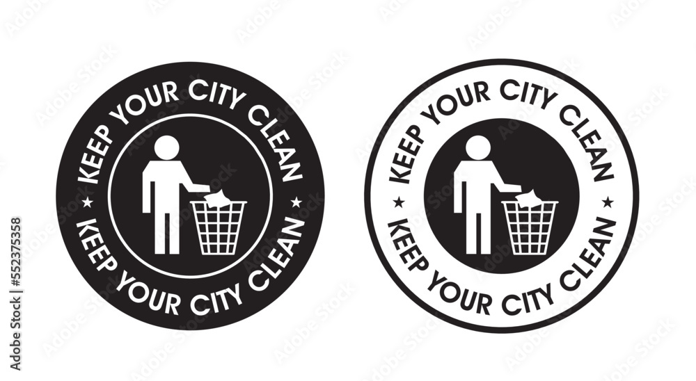 'KEEP YOUR CITY CLEAN' ROUNDED VECTOR ICON SET, BLACK IN COLOR 'KEEP YOUR CITY CLEAN' ROUNDED VECTOR ICON SET, BLACK IN COLOR